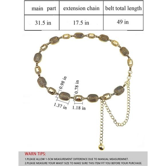 TOPACC Metal Chain Belt for Women Waist chains for Dresses Jeans Western Cowgirl main image 4